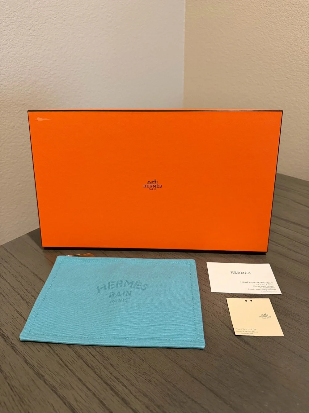 Hermes Bain Paris Light Blue Cotton Cosmetic / Make-up / Toiletry / Pouch Bag